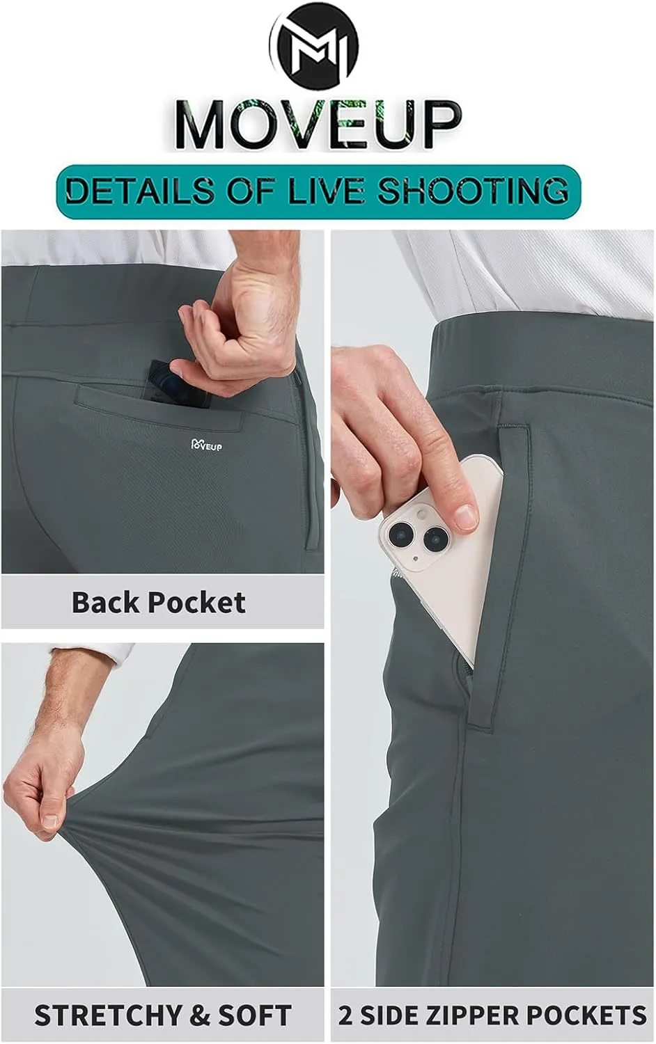 Men's Stretch Golf Sweatpants Pant with Zipper Pockets Tapered Athletic Joggers Track Workout Pants