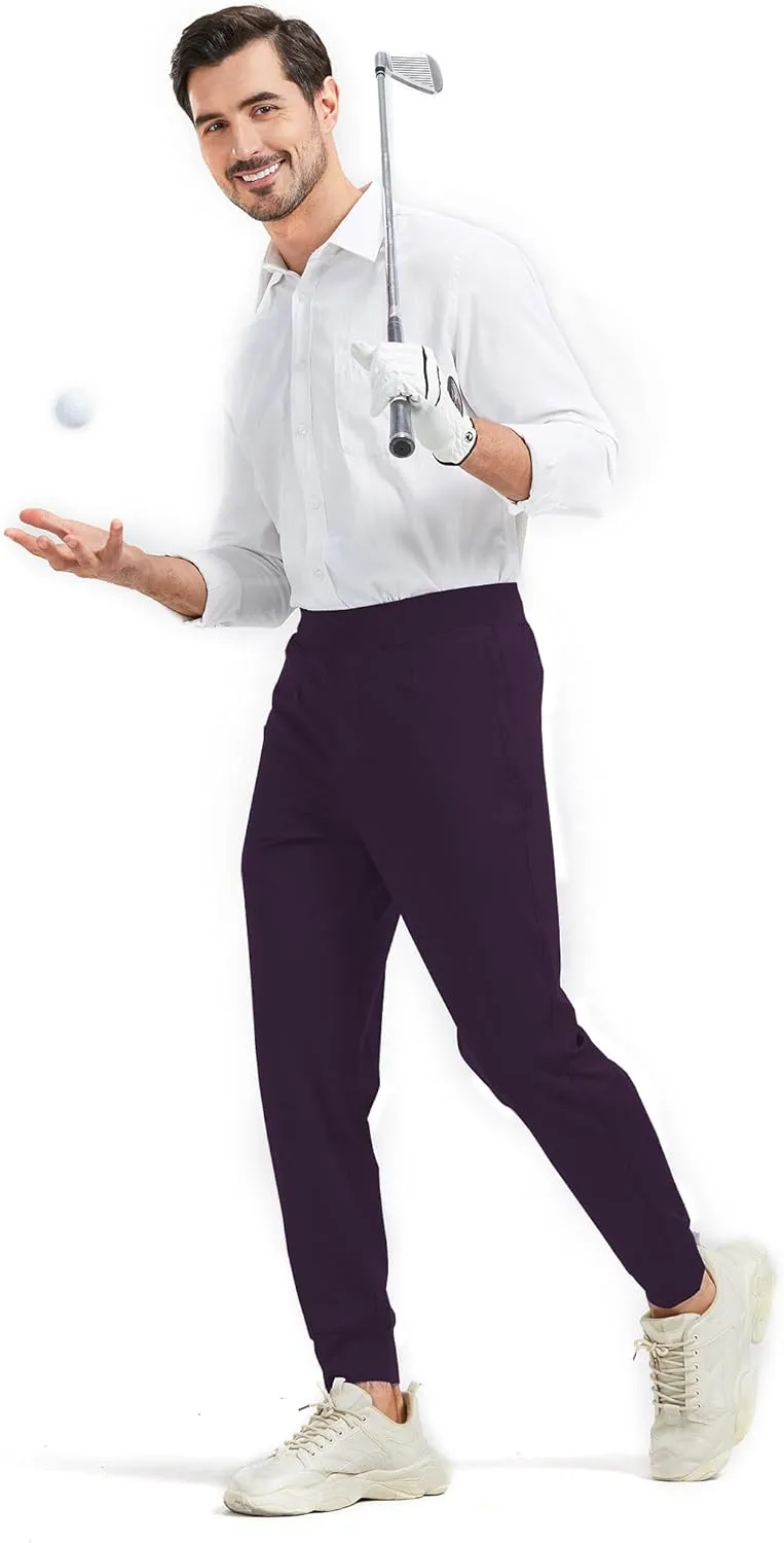 Men's Stretch Golf Sweatpants Pant with Zipper Pockets Tapered Athletic Joggers Track Workout Pants