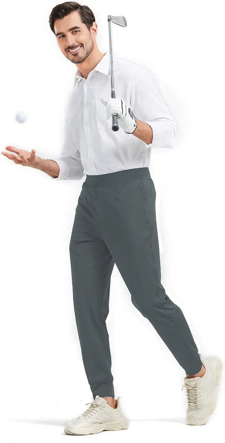 Men's Stretch Golf Sweatpants Pant with Zipper Pockets Tapered Athletic Joggers Track Workout Pants