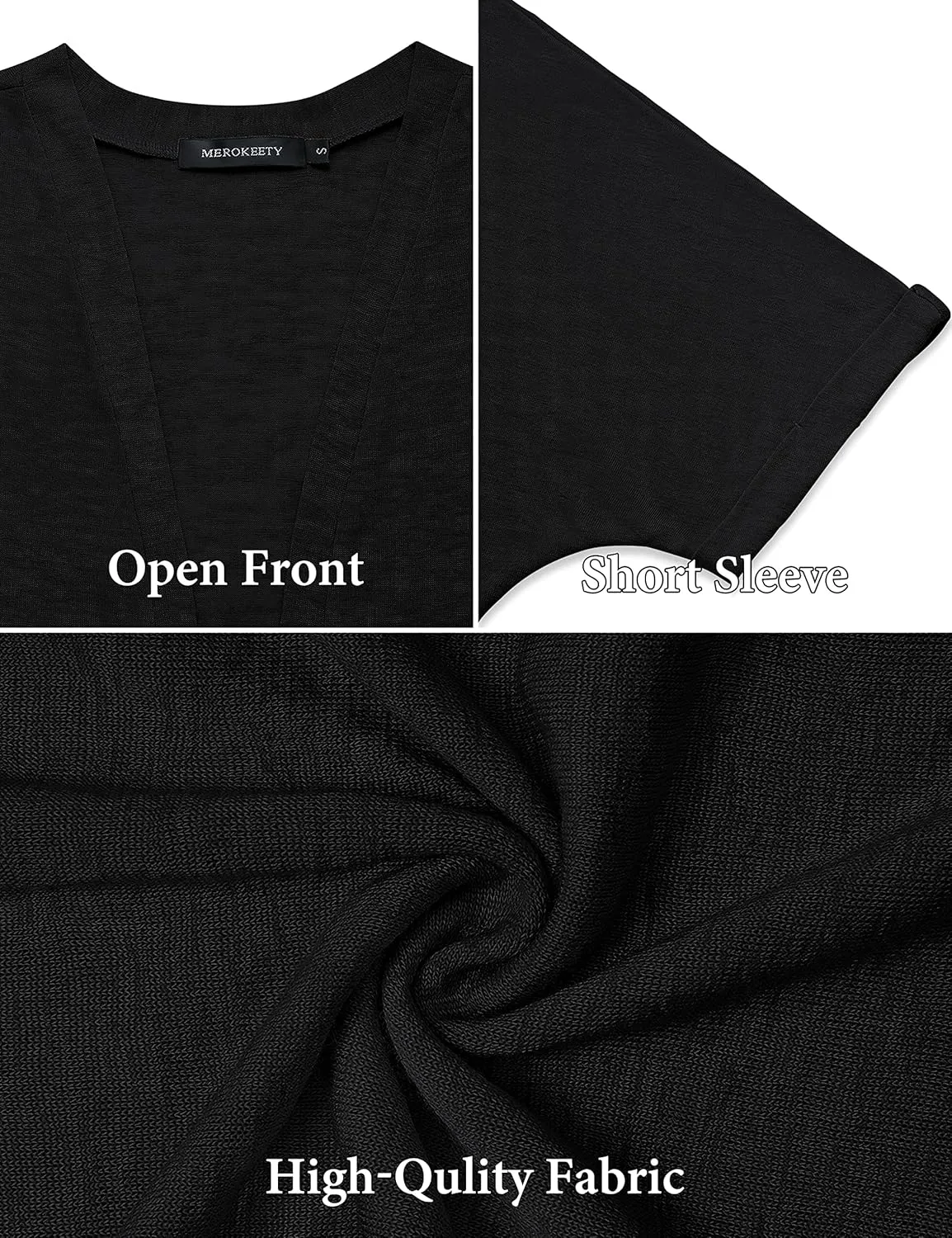 MEROKEETY Womens 2025 Summer Lightweight Cardigan Short Sleeve Open Front Casual Loose Cover Ups