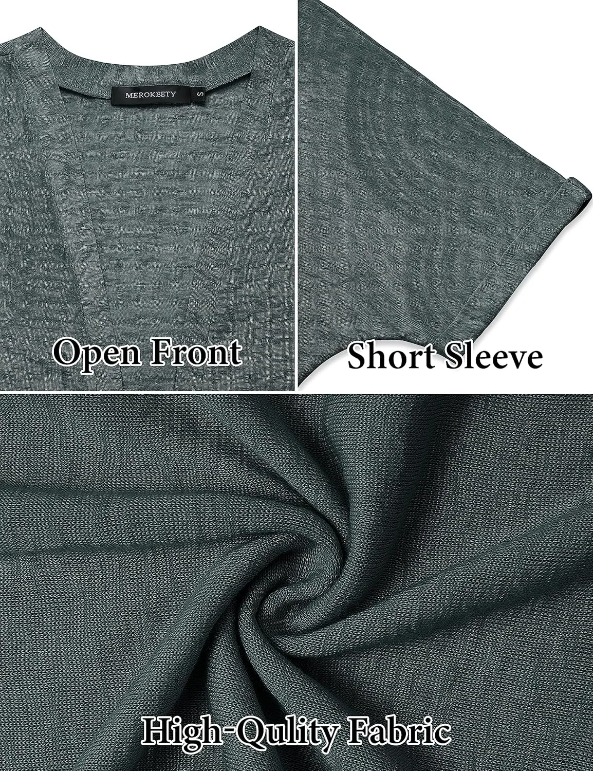 MEROKEETY Womens 2025 Summer Lightweight Cardigan Short Sleeve Open Front Casual Loose Cover Ups