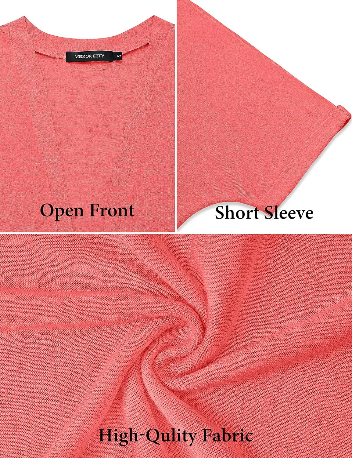 MEROKEETY Womens 2025 Summer Lightweight Cardigan Short Sleeve Open Front Casual Loose Cover Ups