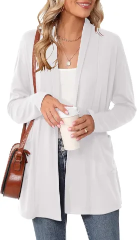 Micoson Women's Long Sleeve Open Front Cardigan Casual Loose Lightweight Cardigans with Pockets
