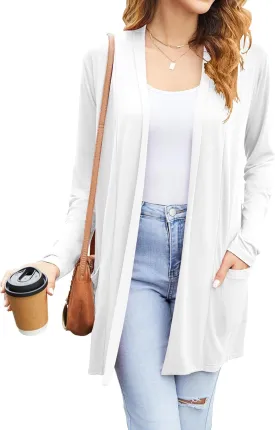 Newchoice Womens Casual Lightweight Cardigans with Pockets Loose Long Sleeve Open Front Cardigan