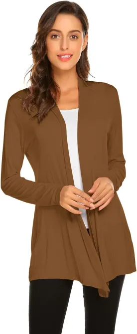 Newchoice Womens Casual Lightweight Long Sleeve Cardigan Soft Drape Open Front Fall Dusters (S-3XL)
