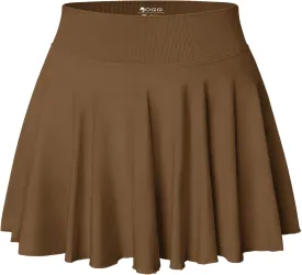 OQQ Women Mini Skirts 2 in 1 Flowy Basic Versatile Stretchy Flared Casual A-line Skirt with Pockets