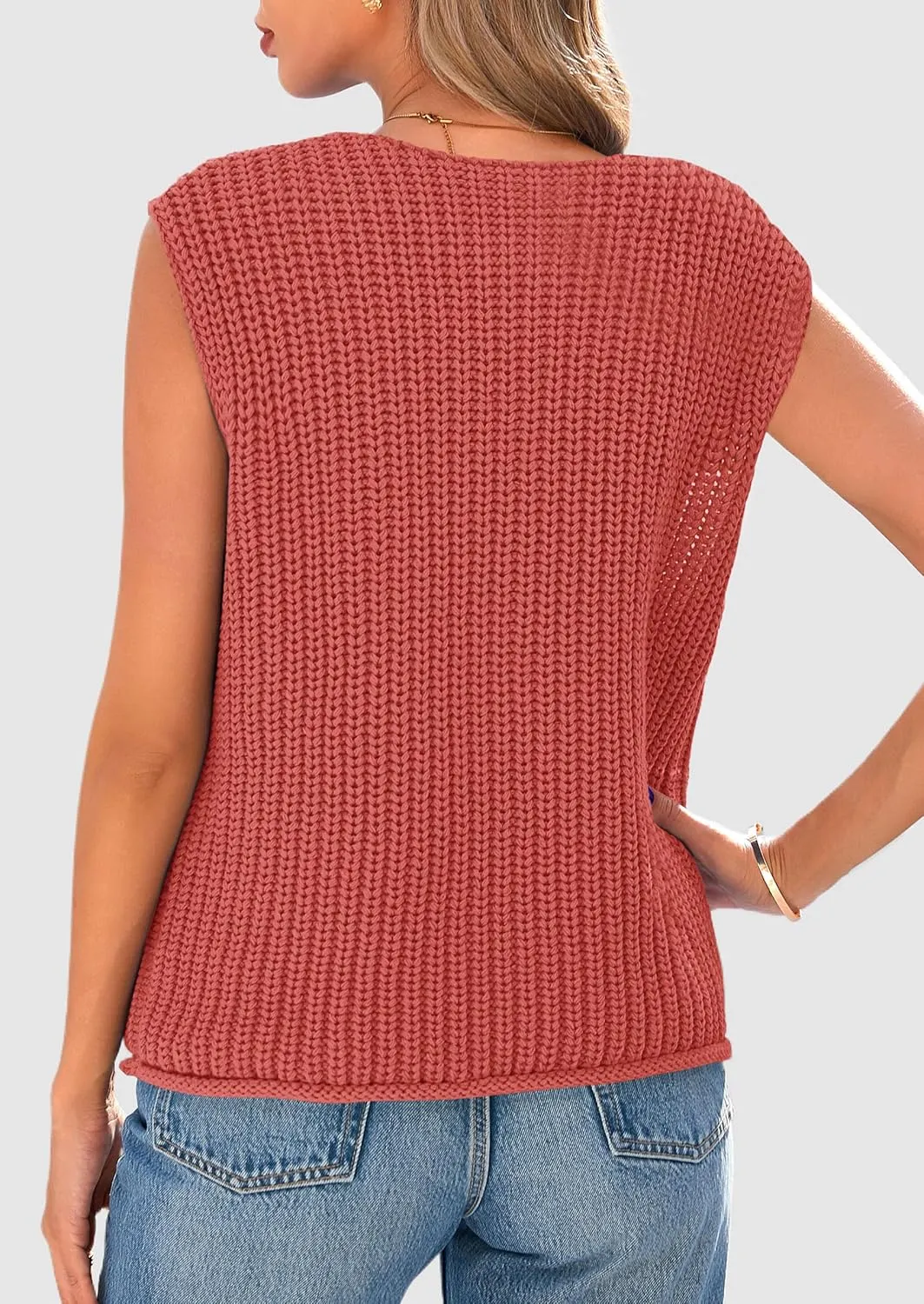 PRETTYGARDEN Women's Summer Sweaters Vest 2025 Sleeveless Button Down Cropped Pockets Chunky Knit Cardigan Trendy Tank Tops