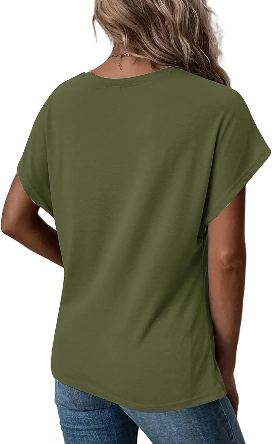 Remidoo Women's Asymmetrical Hem Round Neck Short Sleeve Twist Knot T Shirt Top