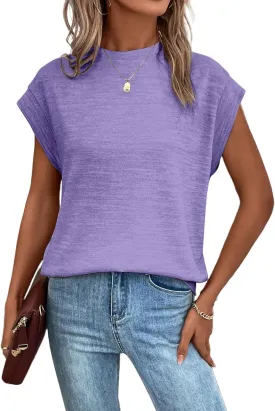 Remidoo Womens Cap Sleeve T Shirt Bat Wing Crew Neck Casual Basic Loose Fit Tee