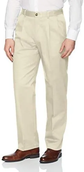 Savane Men's Ultimate Performance Pleated Chino Pants With Expandable Waistband, Non-Iron Fabric, Stretch Lightweight Twill