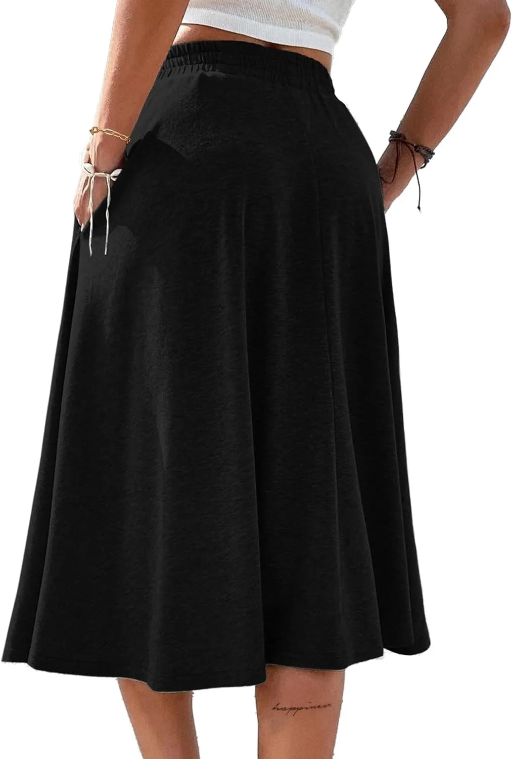 SOFIA'S CHOICE Button Front Skirts for Women Flared Flowy A Line Midi Skirt with Pockets