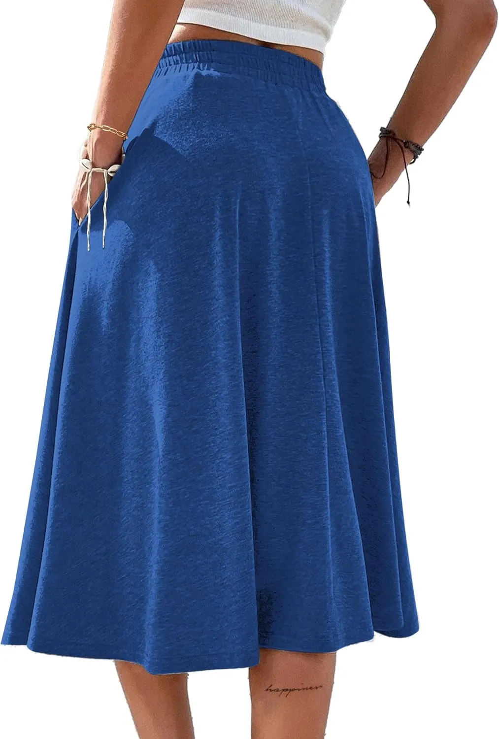 SOFIA'S CHOICE Skirts for Women Midi Length A Line Swing Flowy Skirt with Pockets