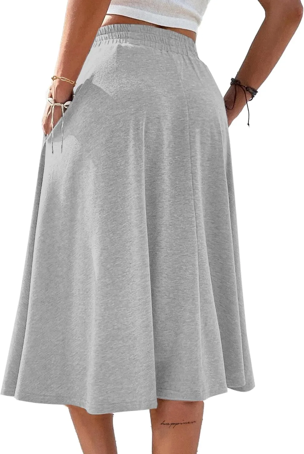 SOFIA'S CHOICE Skirts for Women Midi Length A Line Swing Flowy Skirt with Pockets