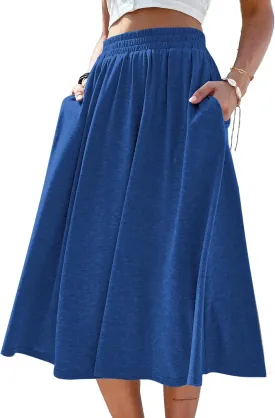 SOFIA'S CHOICE Skirts for Women Midi Length A Line Swing Flowy Skirt with Pockets