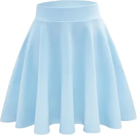 Stelle Women's Casual Skirt with Shorts Basic Versatile Stretchy Flared Pleated Skater Mini Skirts