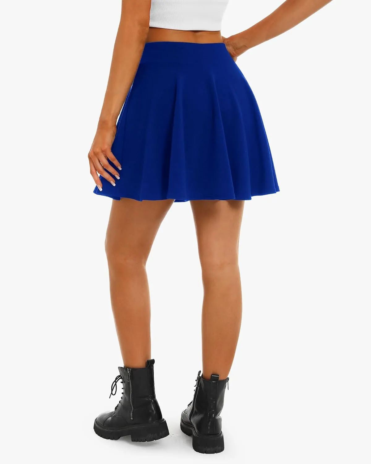 Stelle Women's Casual Skirt with Shorts Basic Versatile Stretchy Flared Pleated Skater Mini Skirts