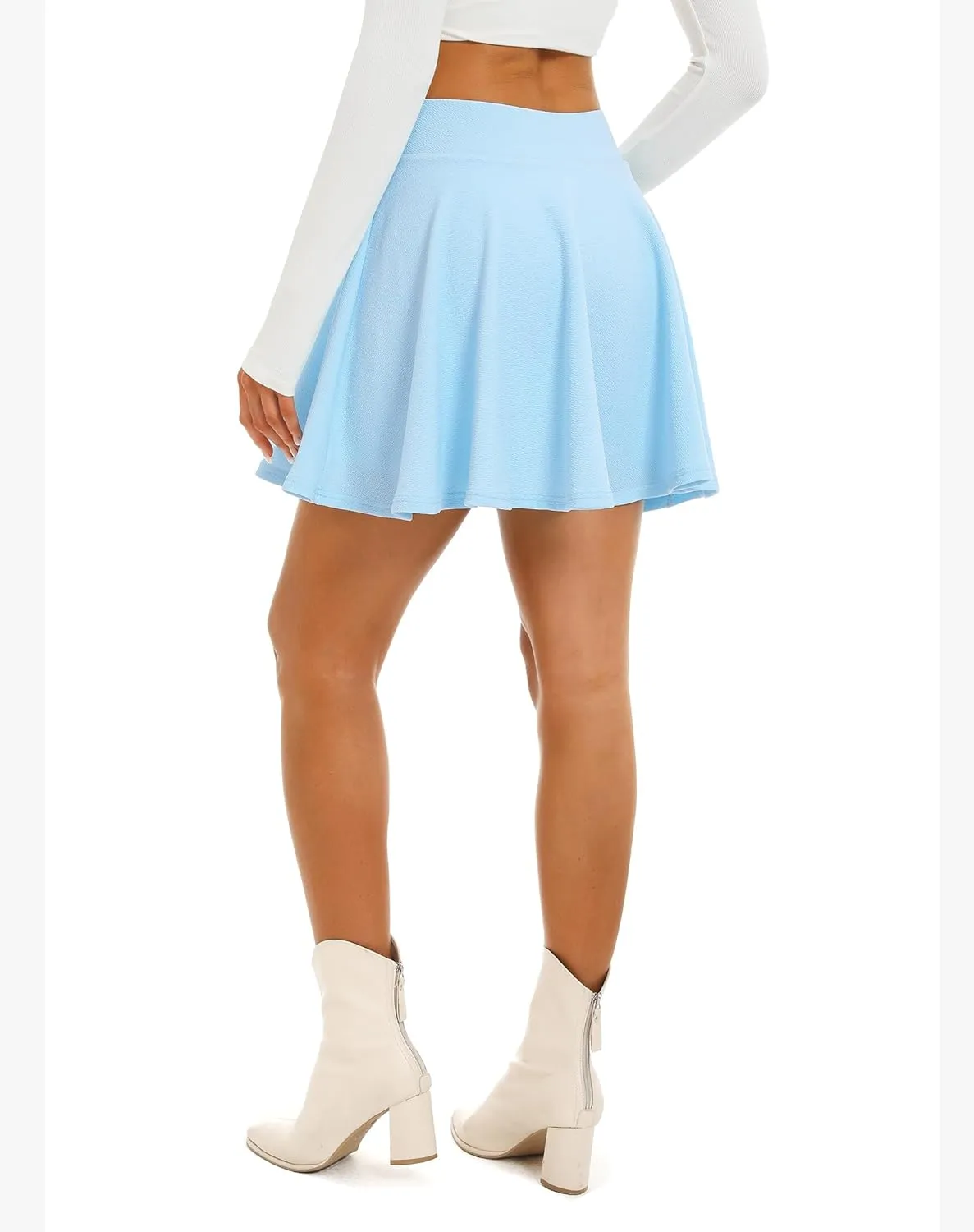 Stelle Women's Casual Skirt with Shorts Basic Versatile Stretchy Flared Pleated Skater Mini Skirts