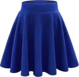 Stelle Women's Casual Skirt with Shorts Basic Versatile Stretchy Flared Pleated Skater Mini Skirts