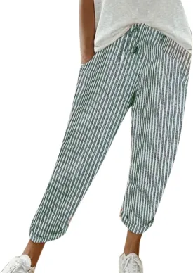 Summer Pants for Women, Drawstring Baggy Beach Trousers High Waisted Vacation Wide Leg Business Slacks Outfits