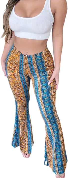 Summer Women Sexy High Waist Full Length Pants Trousers Flared Wide Pants Legs Bell Bottom Boho Palazzo Long Pants