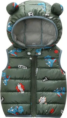 Toddler Baby Puffer Vest with Hood Ears Hooded Sleeveless Bubble Jacket Insulated Padded Vest Bear Ear