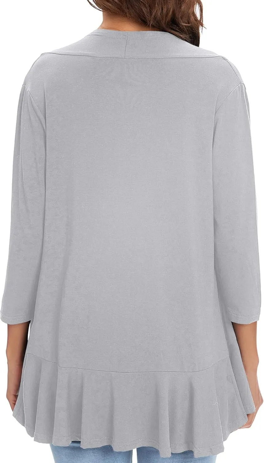 Urban CoCo Women's 3/4 Sleeve Casual Cardigans for Women Trendy Open Front Lightweight Cover Ups