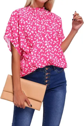 Womens Blouses Dressy Casual Mock Neck Batwing Sleeve Tops Loose Fit Tie Back Summer Tunic Tops