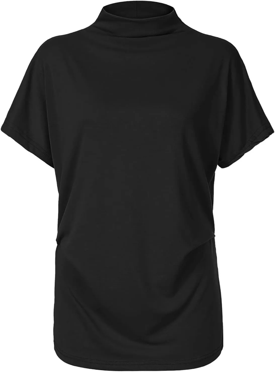 Women's Casual Loose Mock Neck Batwing Sleeve Tops,2025 Summer Solid Business Work Shirts Elegant Teacher Blouse