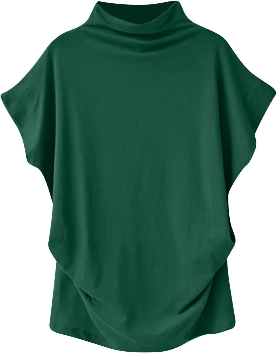 Women's Casual Loose Mock Neck Batwing Sleeve Tops,2025 Summer Solid Business Work Shirts Elegant Teacher Blouse