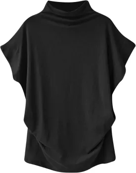 Women's Casual Loose Mock Neck Batwing Sleeve Tops,2025 Summer Solid Business Work Shirts Elegant Teacher Blouse