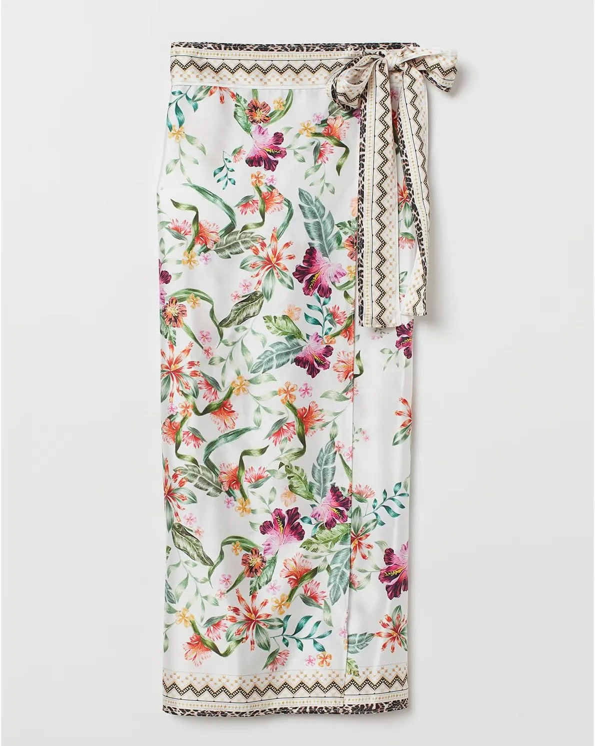 Womens Floral Wrap Midi Skirt Summer Adjustable Tie Side Casual High Waist A Line Beach Boho Long Flared Skirts