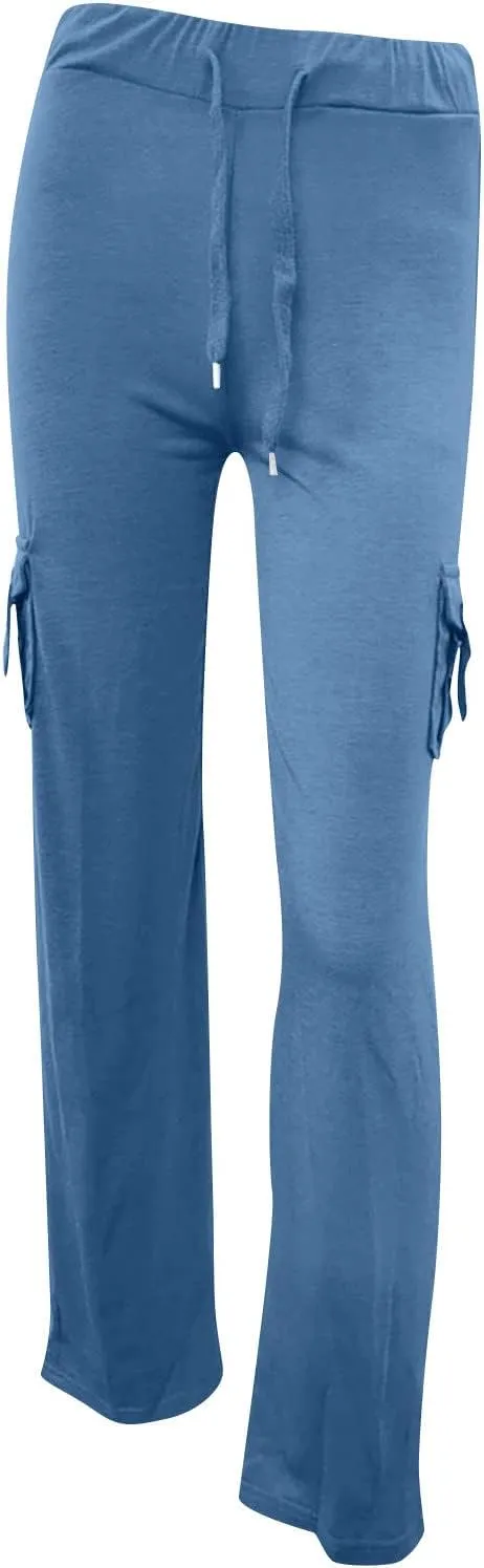 Womens Wide Leg Yoga Pants Cargo Wide Leg Yoga Trouser Plus Size Flare Bootcut Leggings with Pockets